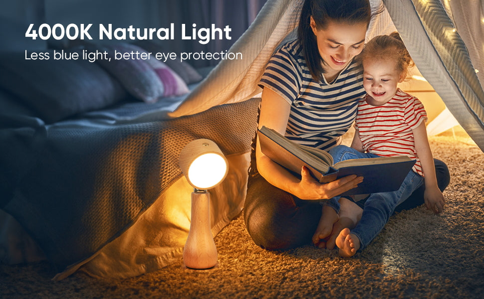Lampe LED Motif en bois portable sans fil rechargeable à interrupteur tactile 4000K - مصباح مكتب يعمل باللمس