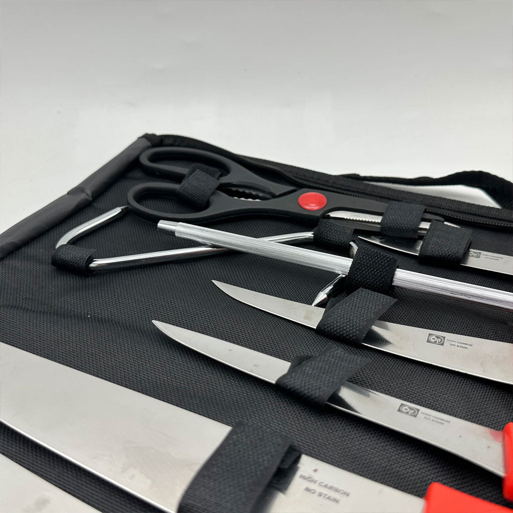 Kit de Cou-teaux de Luxe avec Manches en Bois 7Pcs - طقم سكا-كين الجزارة الفاخر بمقابض خشبية