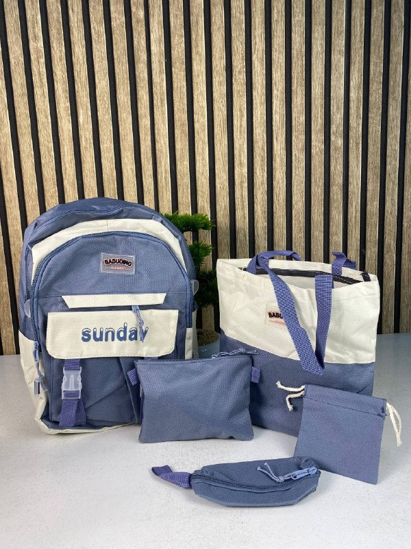 Sac à Dos Multifonctionnel Kawaii Grand Volume Imperméable et Résistant 5Pcs - حقيبة ظهر بعدة قطع بتصميم كاوايي