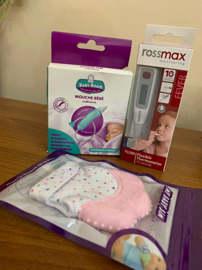 Pack pour bébé Anneau de dentition en Silicone ,Thermo-mètre et Mouche Bébé