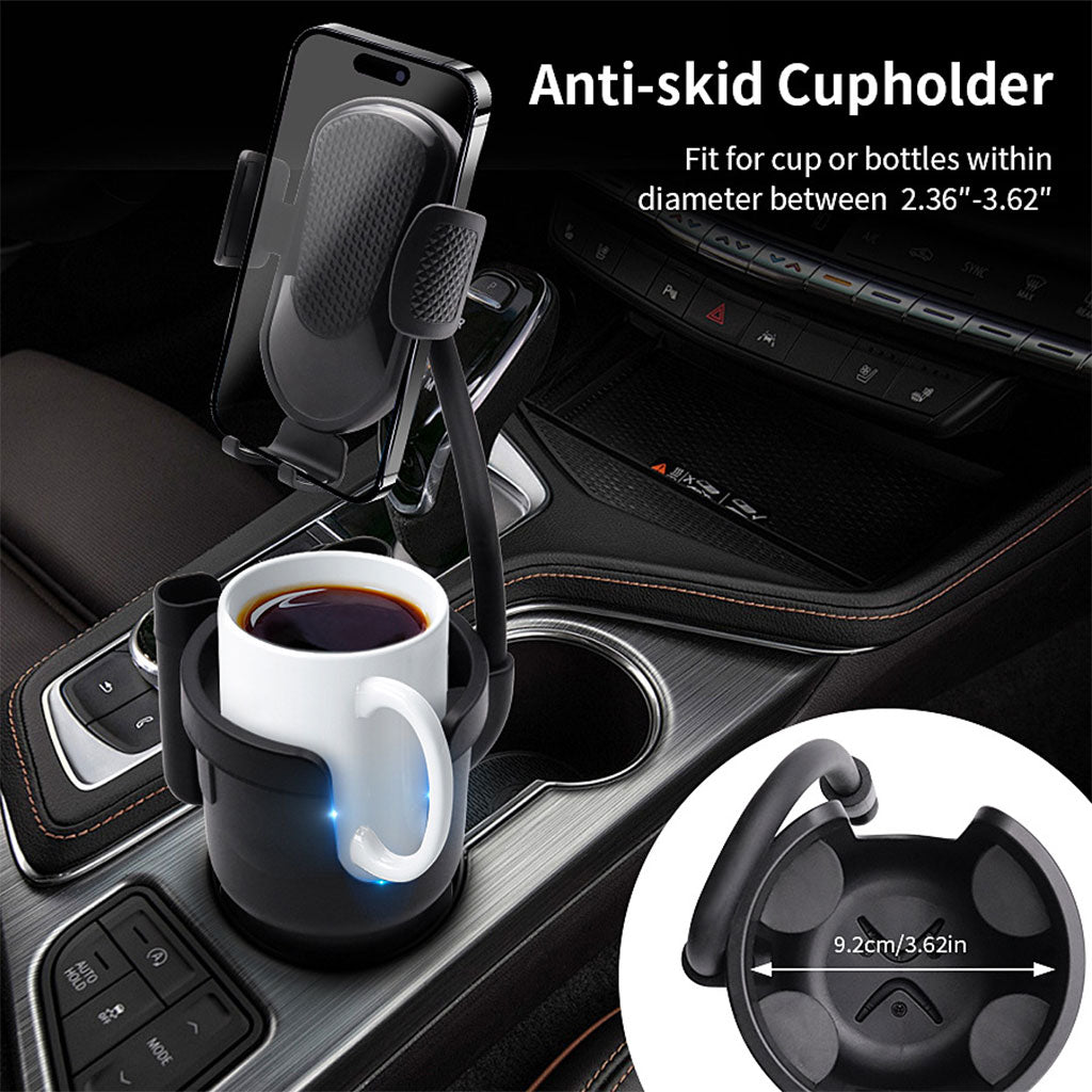 Support de téléphone pour voiture avec porte-gobelet rotation à 360° - حامل هواتف وأكواب في السيارة