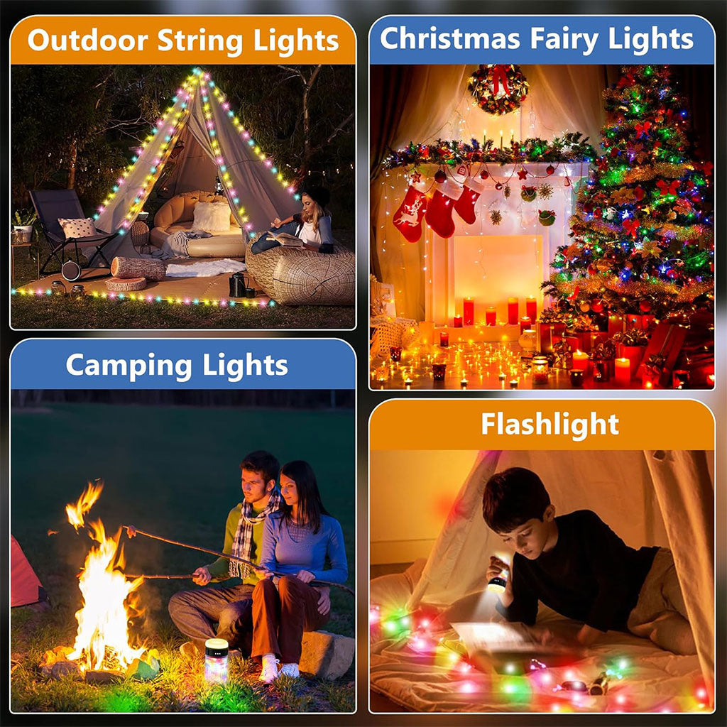 Lampe de Camping Enroulable avec Guirlande Lumineuse 10m – مصباح تخييم محمول وقابل للشحن