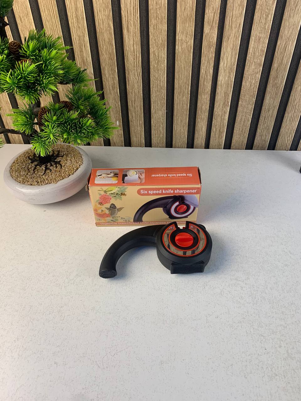 Aiguiseur de couteaux de cuisine 6 en 1 avec bouton rotatif multifonction - مسن سكاكين