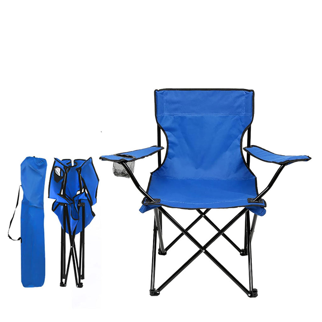 Chaise Pliante Portable avec Accoudoir Porte-Gobelet et Sac de Transport