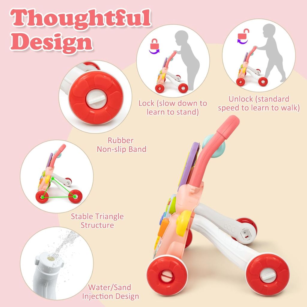 Trotteur Éducatif 2 en 1 avec Tableau de Dessin et Panneau Musical pour Bébé – مشاية تعليمية 2 في 1 مع لوحة رسم ولوحة موسيقية للأطفال
