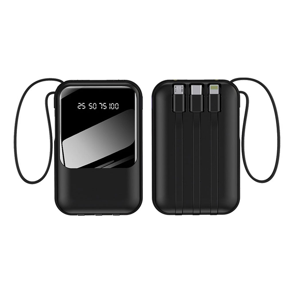 Power Bank Fast Charge Gevo 10000mAh avec Cable intégré LCD Screen – باور بانك سعة 10000ميلي أمبير مع كابلات شحن مدمجة