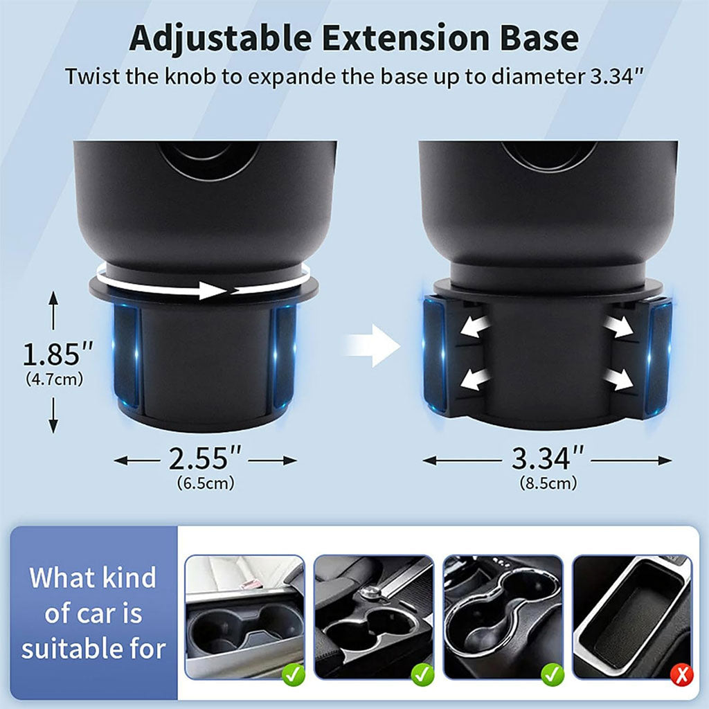 Support de téléphone pour voiture avec porte-gobelet rotation à 360° - حامل هواتف وأكواب في السيارة - تنزوت