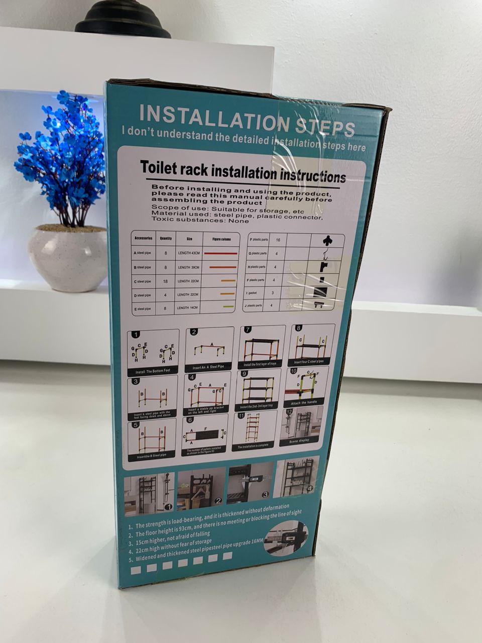 Étagère de Rangement Moderne sur Pied pour Toilettes 3 Tier – رف تخزين المرحاض