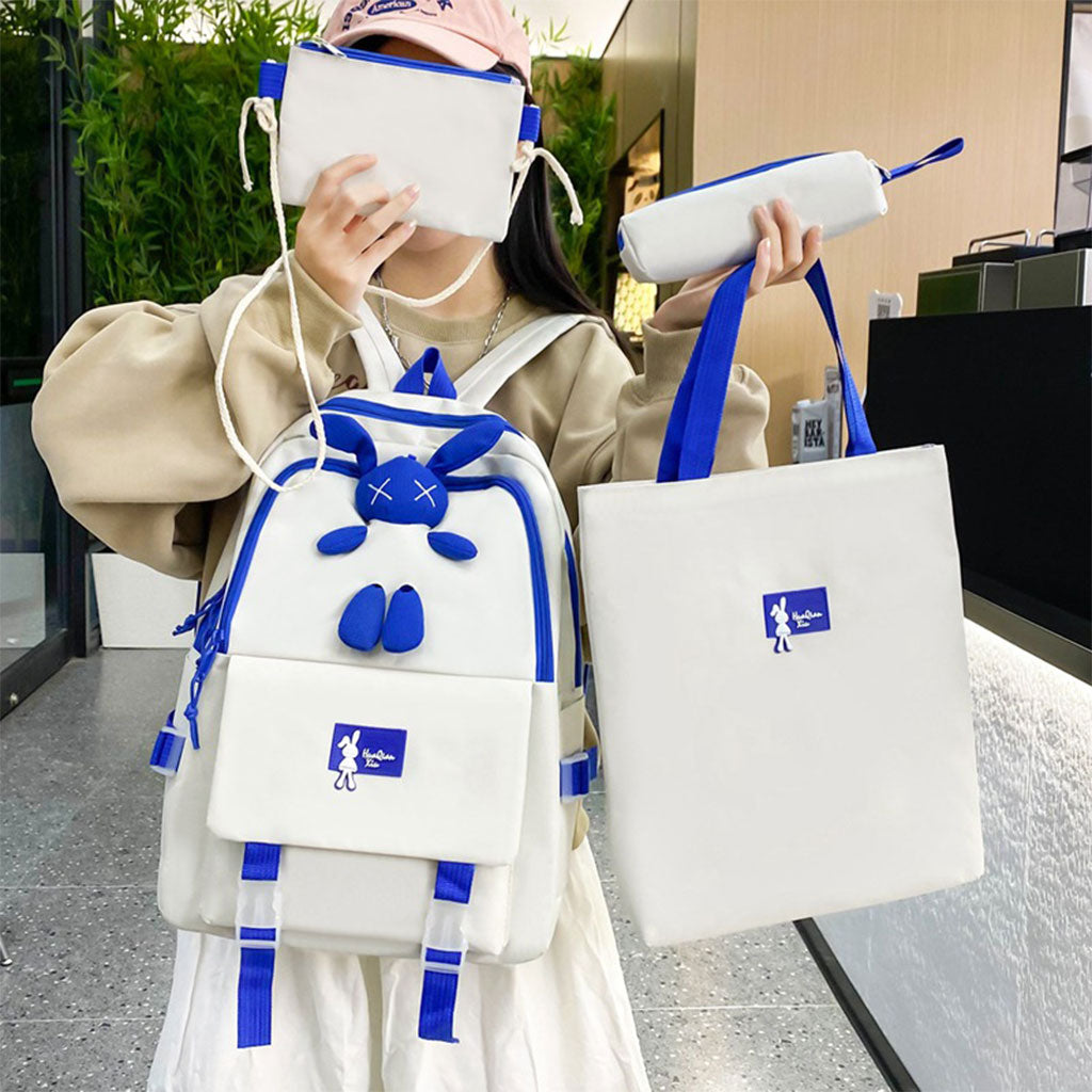 Ensemble-de-sacs-d-cole-Kawai-pour-adolescents-4Pcs-Lapin-X-Noir-محفظة-4-قطع-كاواي-أسود.png