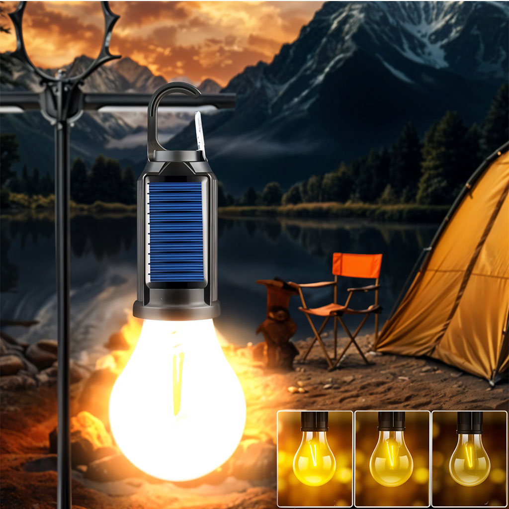 Lampe de Camping Solaire étanche et Rechargeable 3 modes d’éclairage T01-B – مصباح محمول بالطاقة الشمسية تنزوت