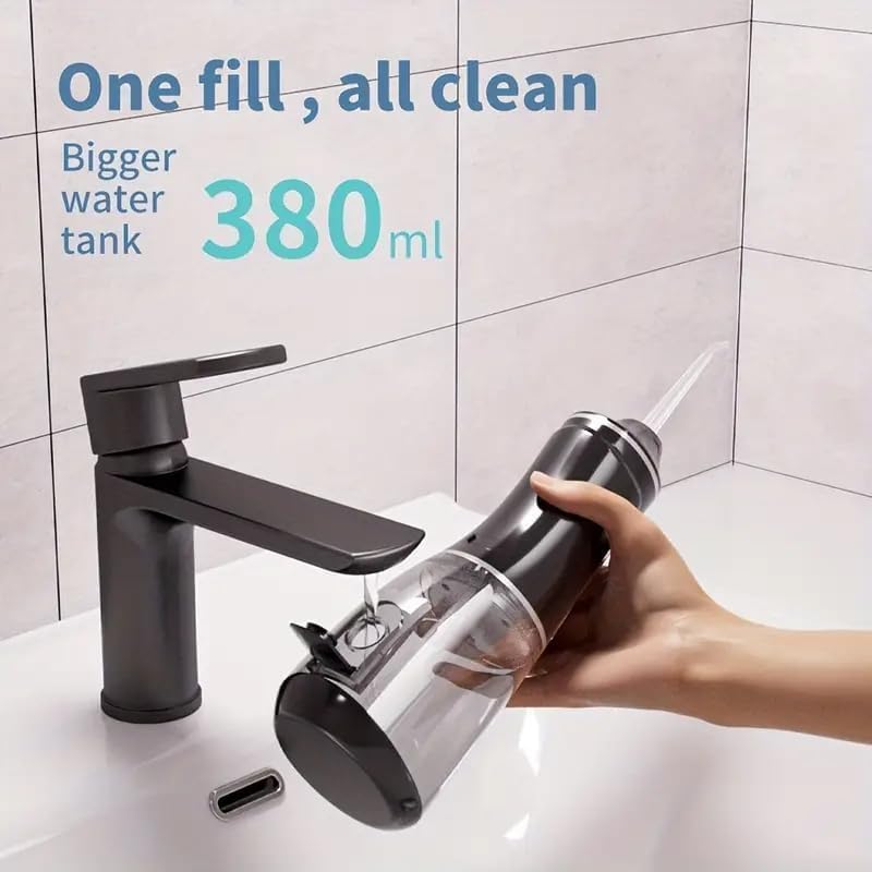 Hydropulseur Dentaire Sans Fil 380ml Pression 50-150 PSI 3 Modes - جهاز تنظيف الأسنان بالماء اللاسلكي