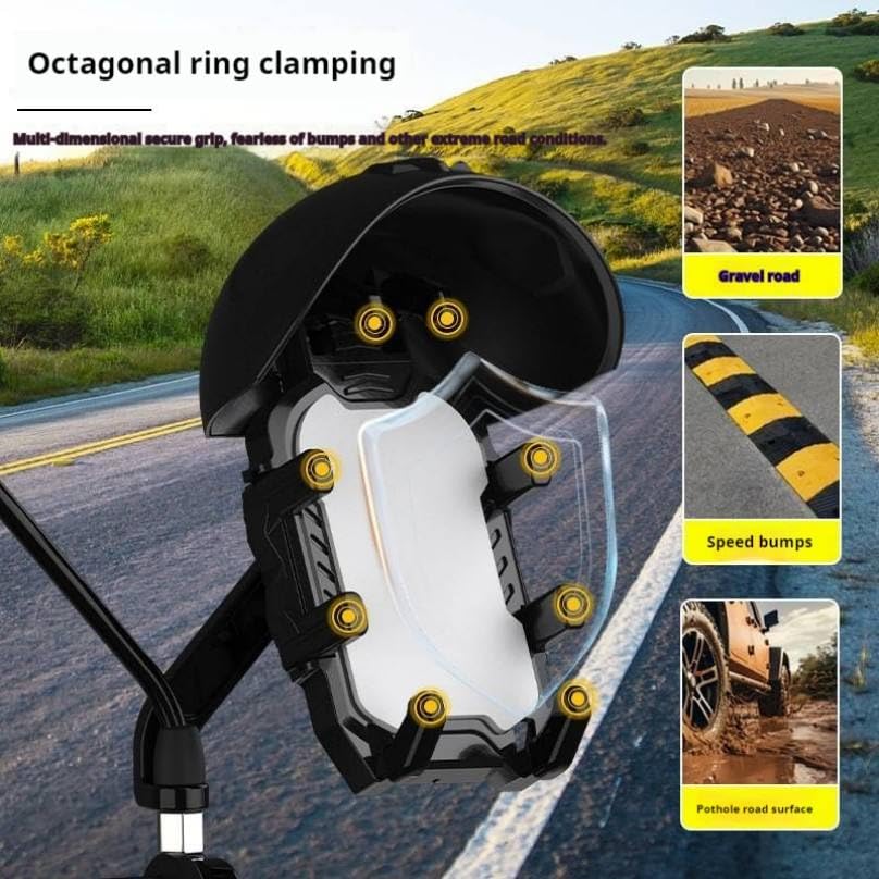 Support Téléphone pour Moto et Vélo avec Mini-Casque Pare-Soleil - حامل الهاتف الذكي للدراجات النارية والهوائية مع واقية شمسية بتصميم خوذة