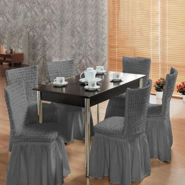 Pack 6Pcs Housses de Protection Extensible Avec Jupe Longue pour Chaises – طقم أغطية الكراسي