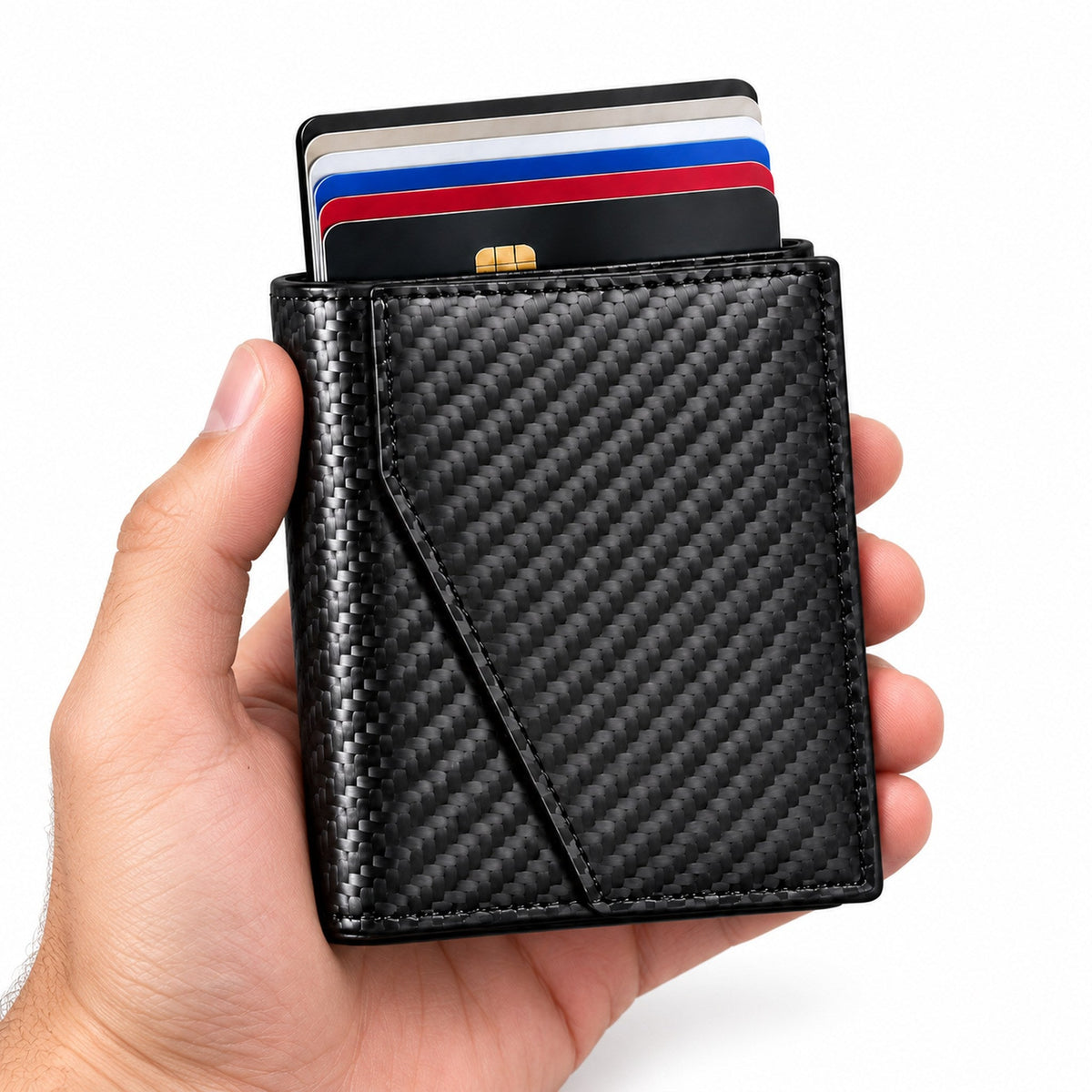 Porte-cartes Pop Up avec Rangement pour Billets - حامل بطاقات بآلية إخراج سريعة وجيب جانبي للنقود