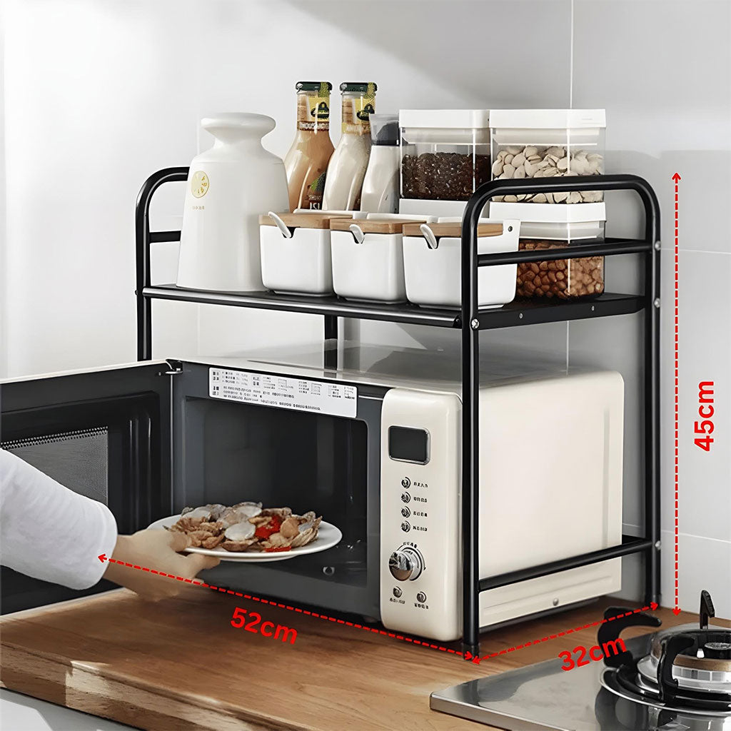 Support pour four à micro-ondes et étagère de rangement 2 étages – منظم أغراض وحامل ميكروويف
