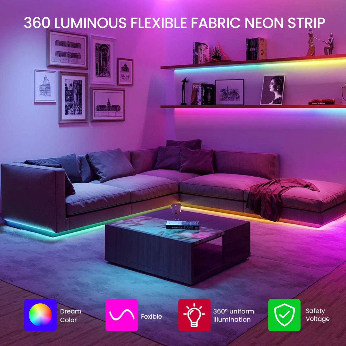 Bande LED RGB tube 360° numérique 3M 16mm USB 5V App Control - شريط إضاءة ملونة بطول 3 متر