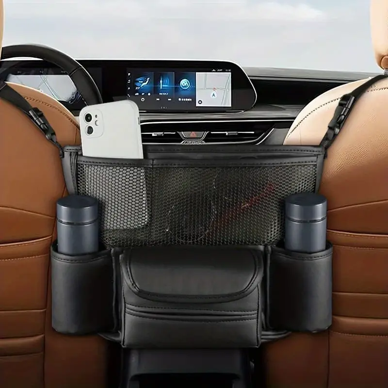 Sac de rangement central en cuir pour siège avant de voiture