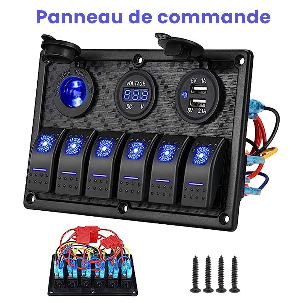 Panneau de commande 12 V pour Bateau avec Affichage de Voltage – لوحة تحكم تنزوت