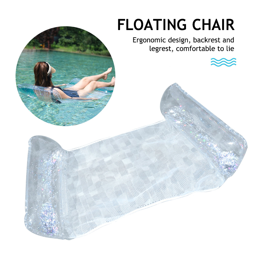 Hamac de Piscine Flottant Multifonction 4en1 Design Glitter, Confort Aquatique - أرجوحة المسبح العائمة والمريحة 4 في 1 بنسيج شبكي متين