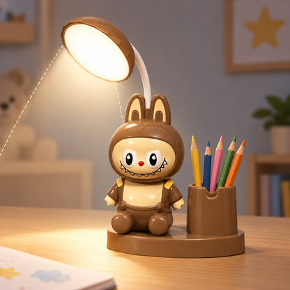 Lampe de Bureau LED Pour Enfants avec Porte-Crayon - Rechargeable USB Flexible 360° - مصباح مكتب ليد كرتوني للأطفال مع حامل أقلام قابل للشحن