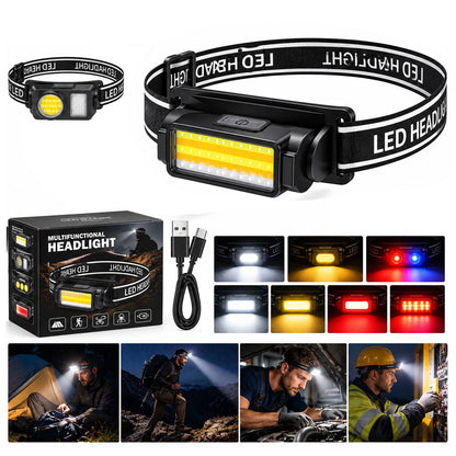 Lampe Frontale LED Rechargeable USB avec Inclinaison et Bandeau Réglables - مصباح رأس قابل للشحن بقوة 1000 لومن