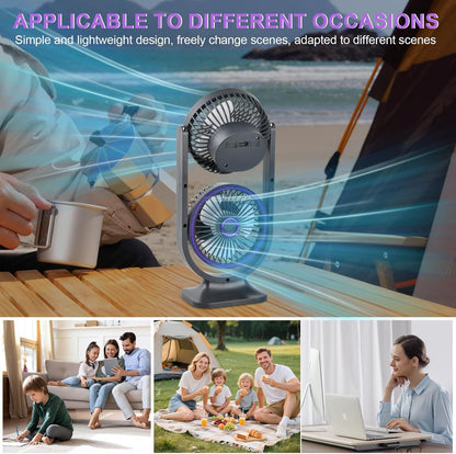 Ventilateur de Bureau Double Tête Rechargeable USB - مروحة المكتب المكتبية المزدوجة بـ 3 سرعات