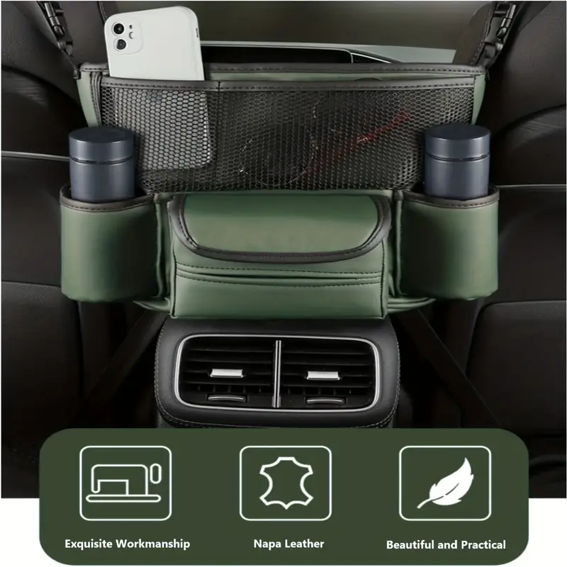 Sac de rangement central en cuir pour siège avant de voiture