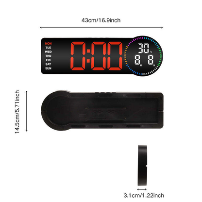 Horloge Murale Numérique LED RGB avec Télécommande et Calendrier 6688 - ساعة حائط رقمية ذكية إضاءة مع منبه ودرجة حرارة