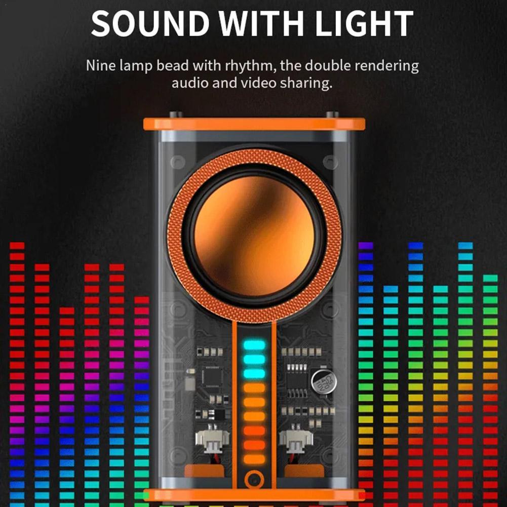 K07 Haut-parleurs compatible Bluetooth 5.0 Transparent sans fil USB 3 LED