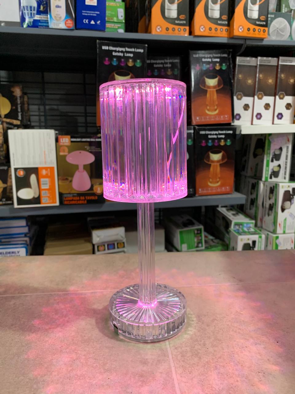 Veilleuse en cristal avec télécommande tactile USB