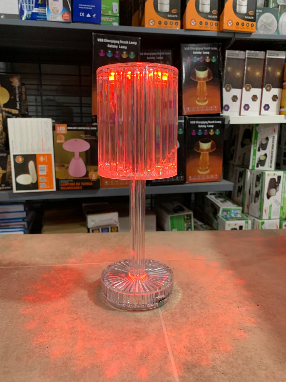 Veilleuse en cristal avec télécommande tactile USB