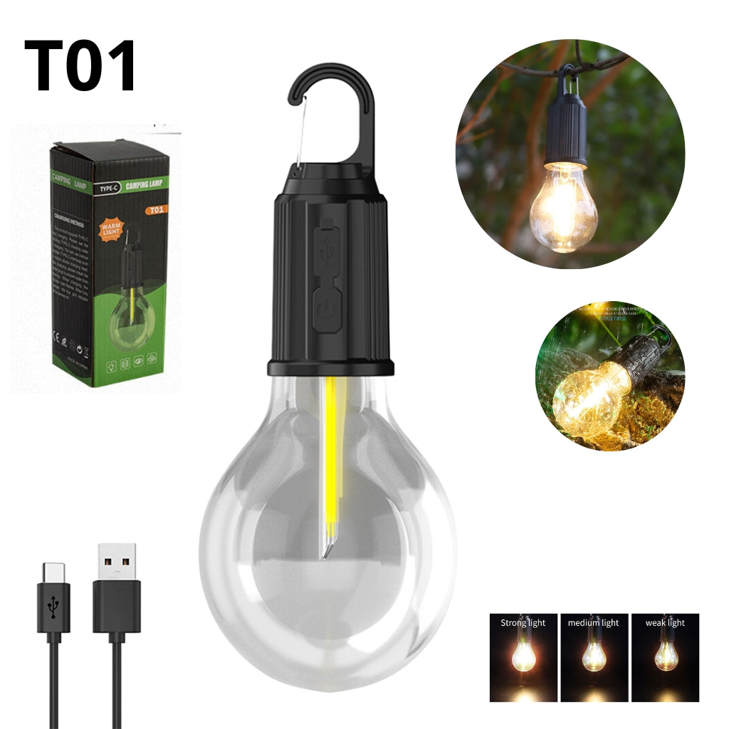 Lampe de Camping Portable étanche rechargeable 3 modes d'éclairage T01