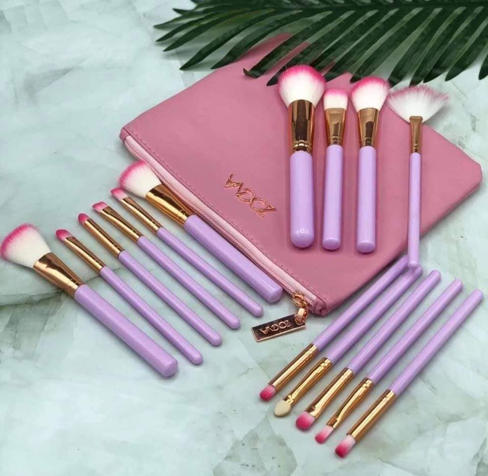 Lot de 15 Pinceaux zoeva professionnels avec trousse