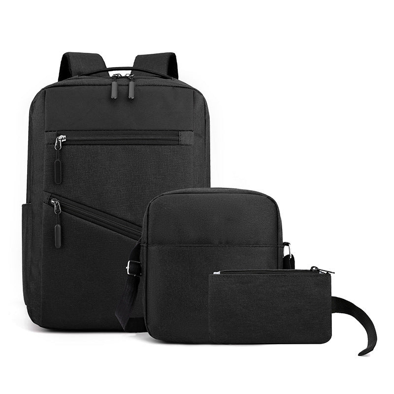 Sac à dos homme avec sac bandoulière et trousse 3en1 noir 127772-5 – محفظة ظهر رجالية 3 قطع أسود تنزوت