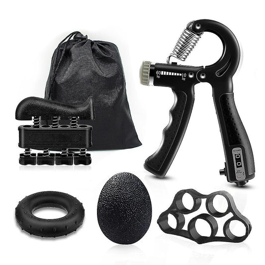 Kit de renforcement de la poignée (5 Pieces) entraîneur de force de préhension, entraînement de l'avant-bras, réglables, renforcement des doigts,