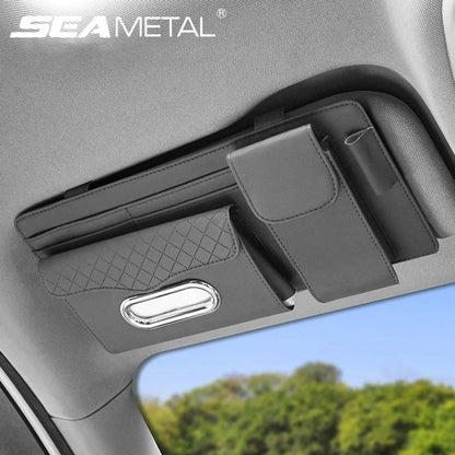 Sac de rangement universel pour pare-soleil de voiture avec étui à lunettes, porte