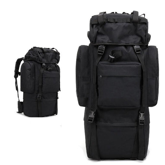 Sac à dos Randonnée professionnel en toile de Camouflage étanche à double épaule 90 L - Noir