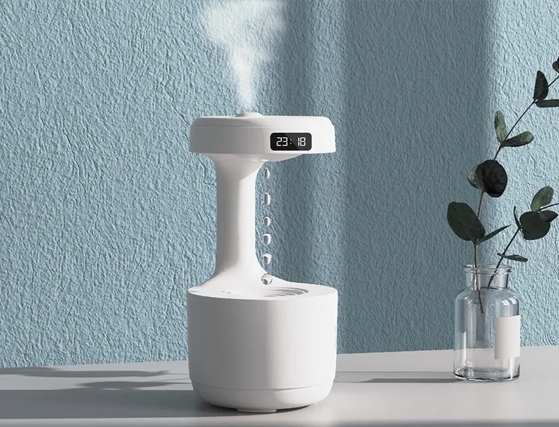 Réveil et Humidificateur d’air gouttelettes d’eau Anti-gravité 800ml