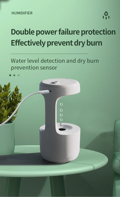Réveil et Humidificateur d’air gouttelettes d’eau Anti-gravité 800ml