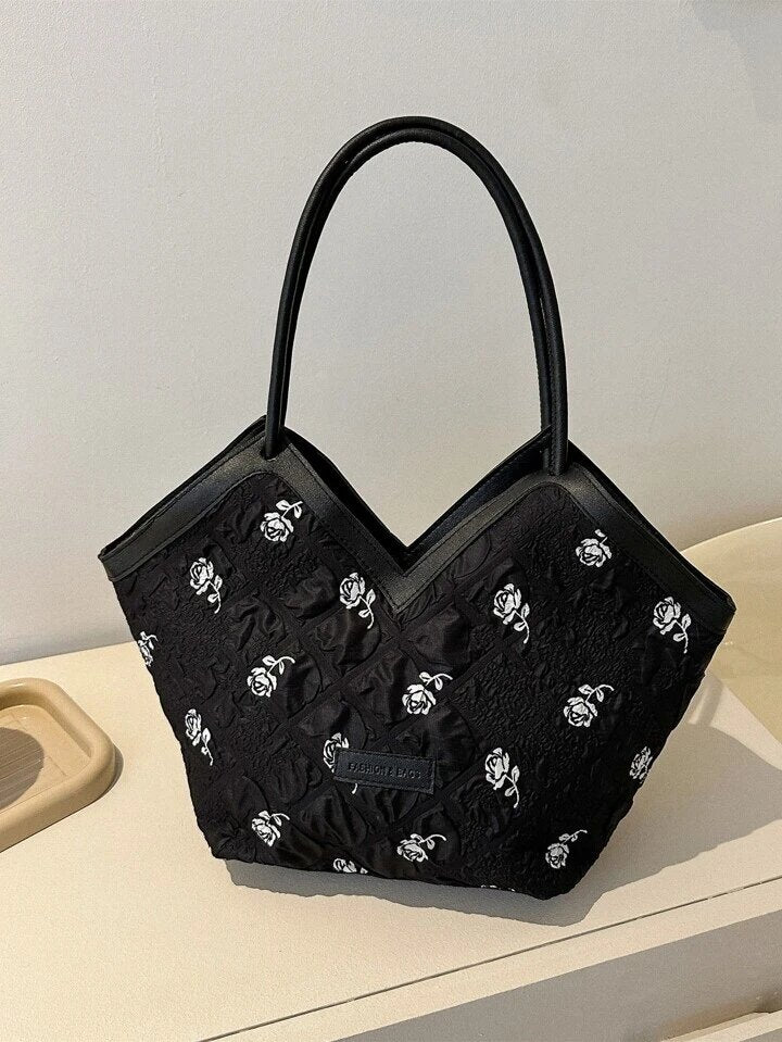 Sac à bandoulière à motif floral avec motif de patch de lettre