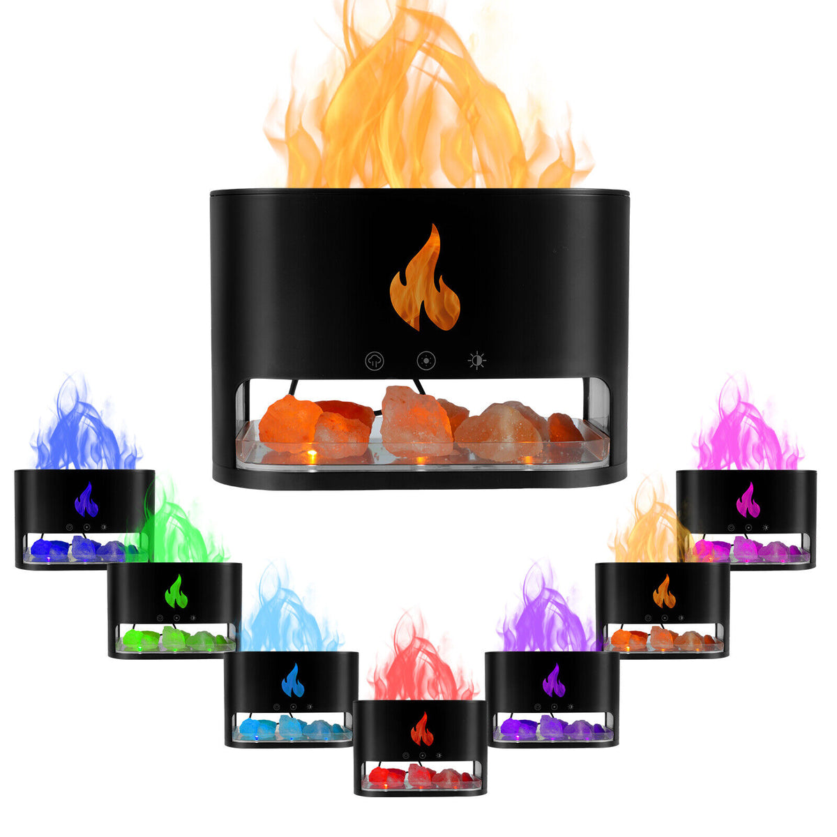 Diffuseur d'huiles essentielles flamme avec des roches de sel de cristal 250ML - موزع روائح الزيوت العطرية باللهب مع صخور الملح الكريستالي 250 مل