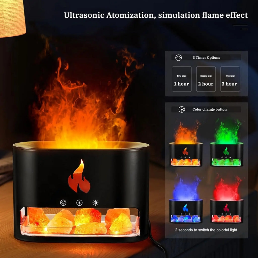 Diffuseur d'huiles essentielles flamme avec des roches de sel de cristal 250ML - موزع روائح الزيوت العطرية باللهب مع صخور الملح الكريستالي 250 مل
