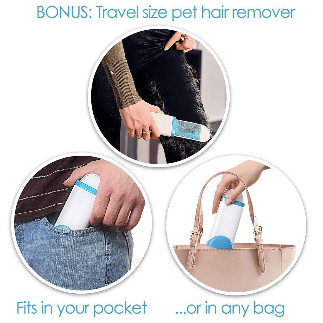 Brosse double face pour enlever les poils d’animaux, la poussière et les peluches, vêtements, meubles, canapé, tapis – فرشاة لإزالة شعر الحيوانات
