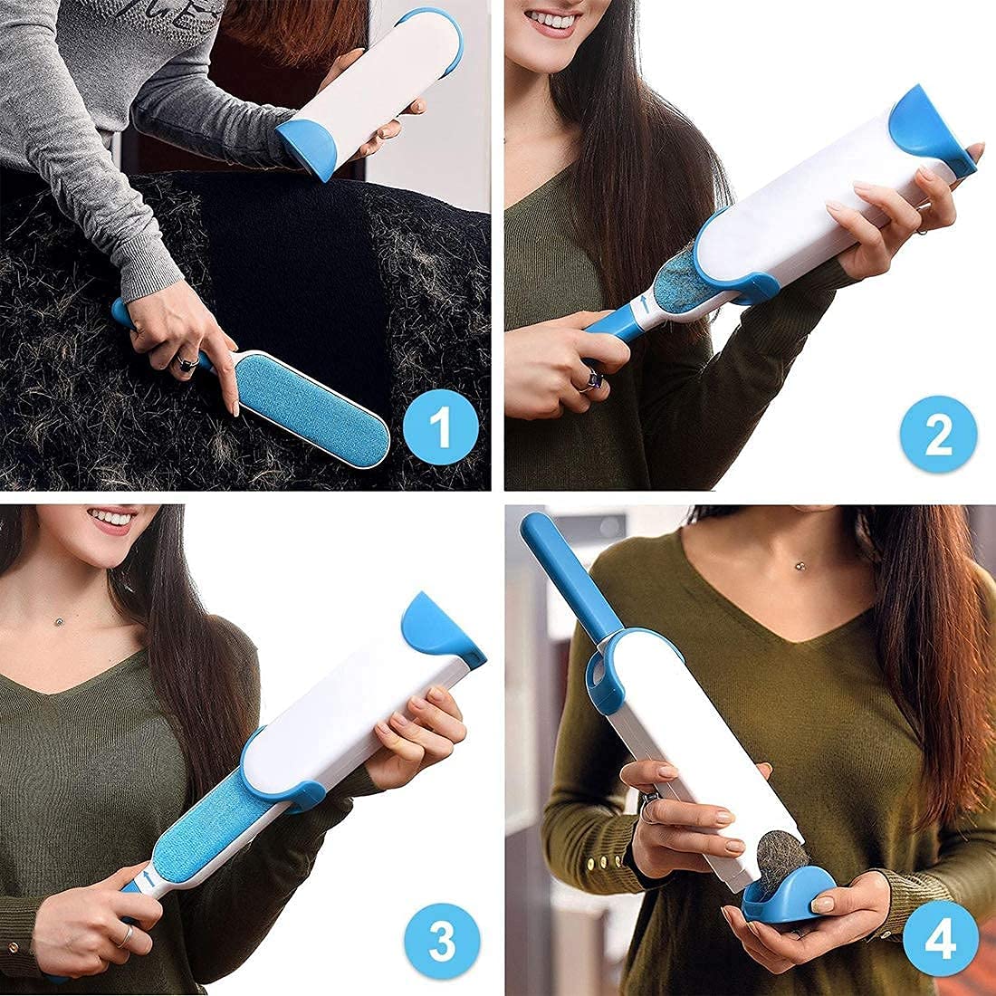 Brosse double face pour enlever les poils d’animaux, la poussière et les peluches, vêtements, meubles, canapé, tapis – فرشاة لإزالة شعر الحيوانات