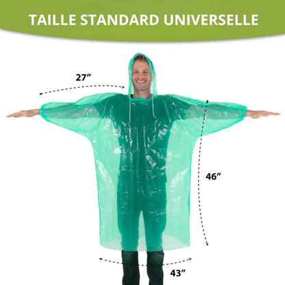 Poncho à capuche Transparent imperméable Pour Adulte protection d’urgence