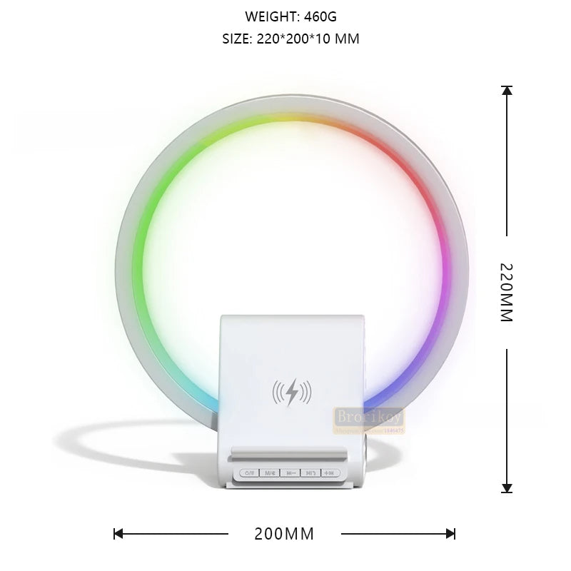 Lampe de chevet avec chargeur sans fil, haut-parleurs Bluetooth rechargeables support de charge rapide, 15W BT-256