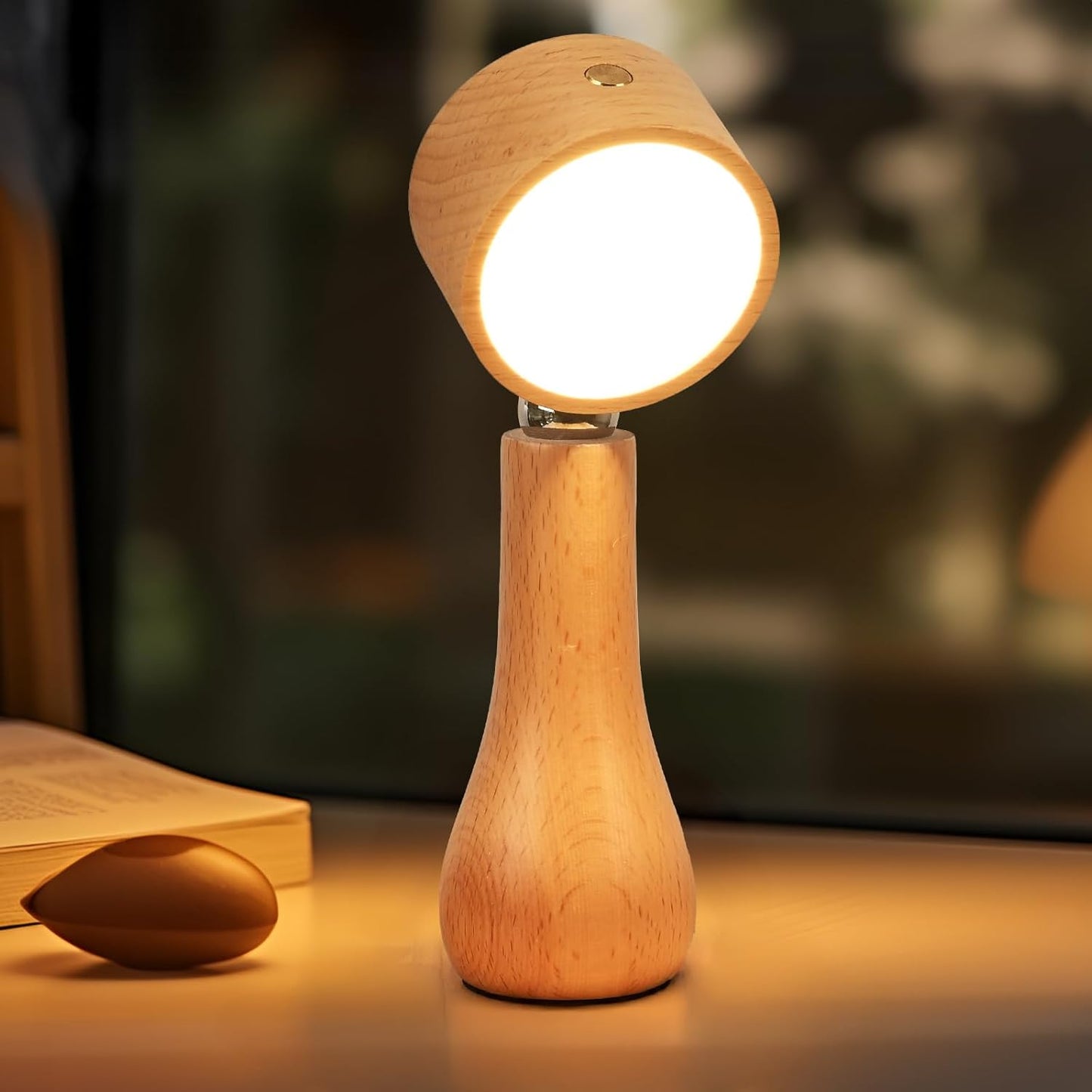 Lampe LED Motif en bois portable sans fil rechargeable à interrupteur tactile 4000K - مصباح مكتب يعمل باللمس