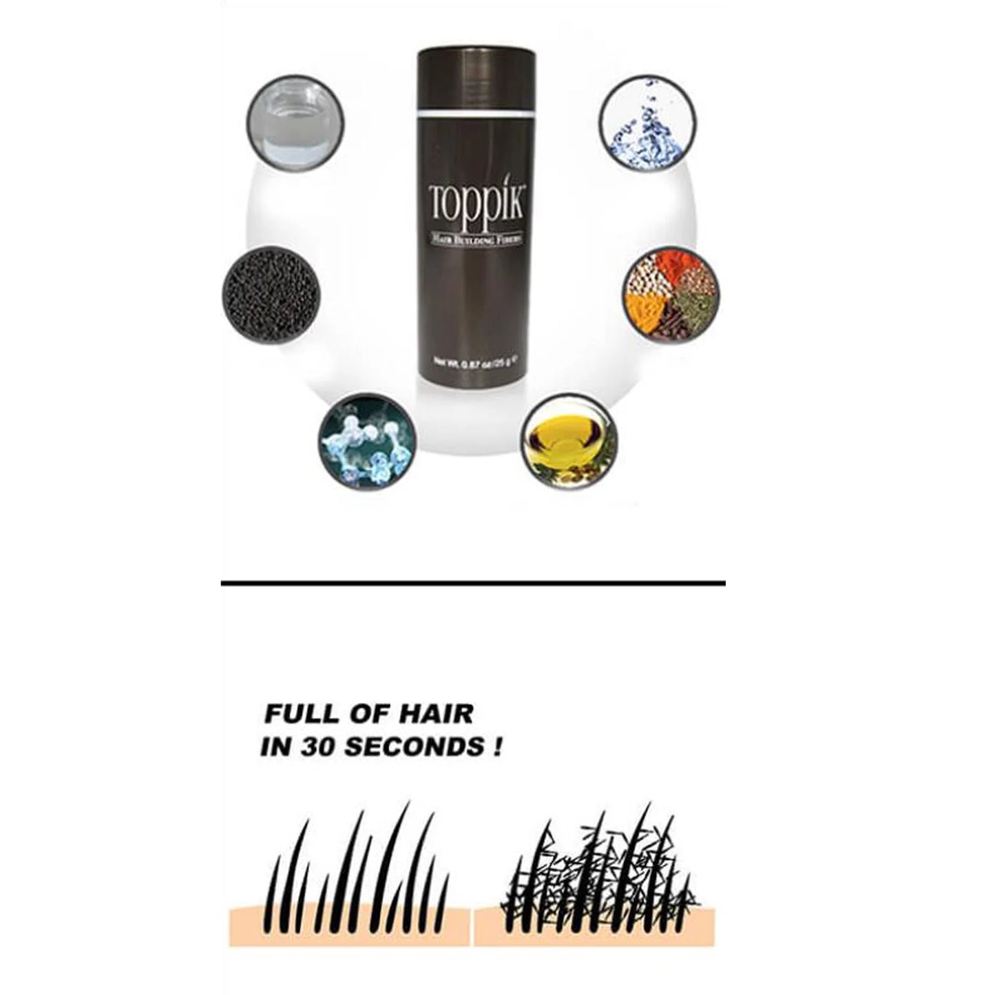 Toppik fibres capillaires noires - ألياف "توبيك" لتكثيف الشعر