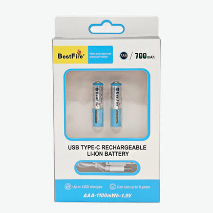 Pile rechargeable USB type C AAA 700mWh en lithium BestFire - بطارية ليثيوم قابلة لإعادة الشحن