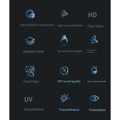 Lunettes de soleil intelligentes ecouteurs sans fil Bluetooth, appels mains libres - نظارات شمسية ذكيةو سماعات رأس لاسلكية بتقنية البلوتوث